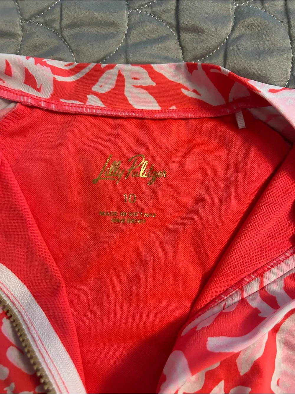 Lilly Pulitzer Coral and Light Pink Lobster One-Piece Rash Guard
